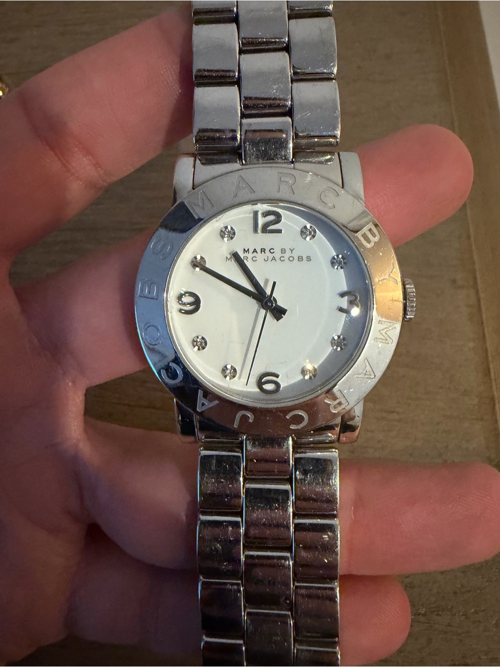 Marc by Marc Jacobs Silver Tone Watch with White Crystal Dial